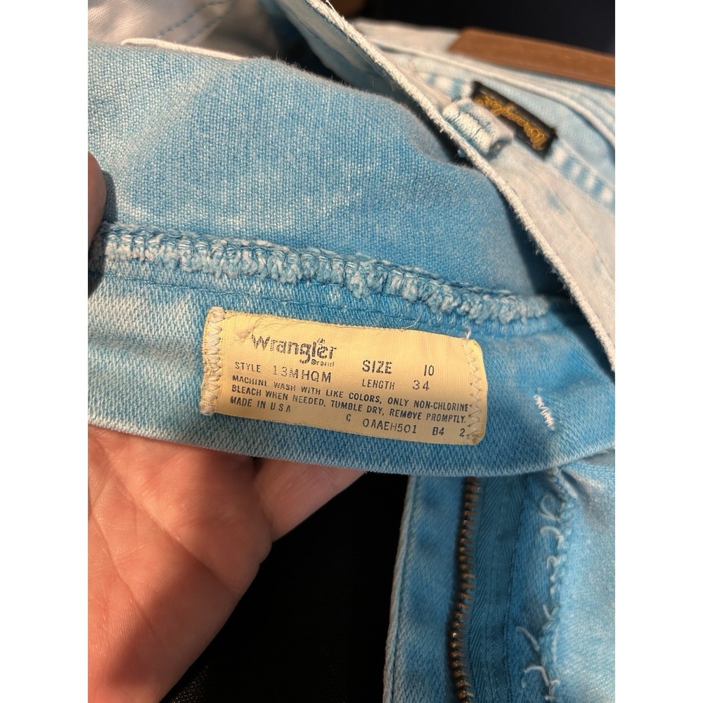 Vtg 80s Wrangler Jeans Aqua Acid Wash Denim Cowgirl Cut (26x33) USA Made RARE - Picture 6 of 6